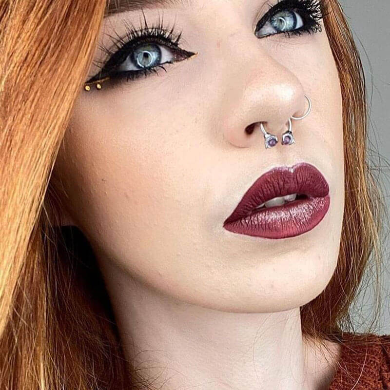 Amethyst Dragon Claw Horseshoe Septum Ring