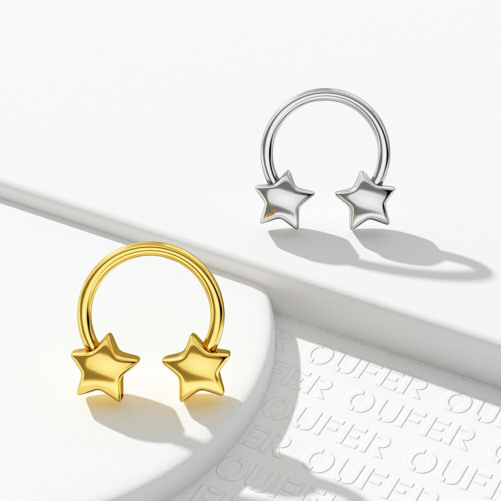 3D Star Horseshoe Septum Ring