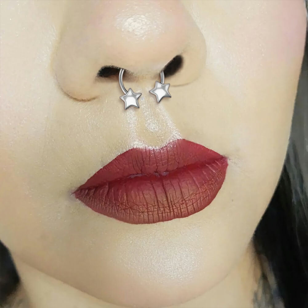 3D Star Horseshoe Septum Ring