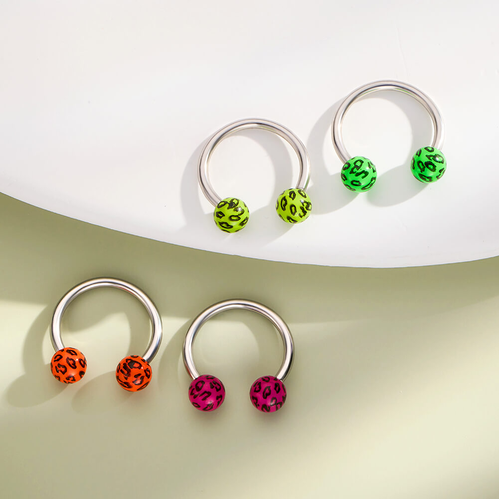 4PCS Leopard Print Horseshoe Septum Ring