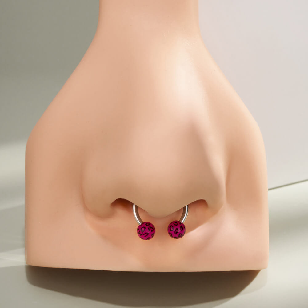 4PCS Leopard Print Horseshoe Septum Ring
