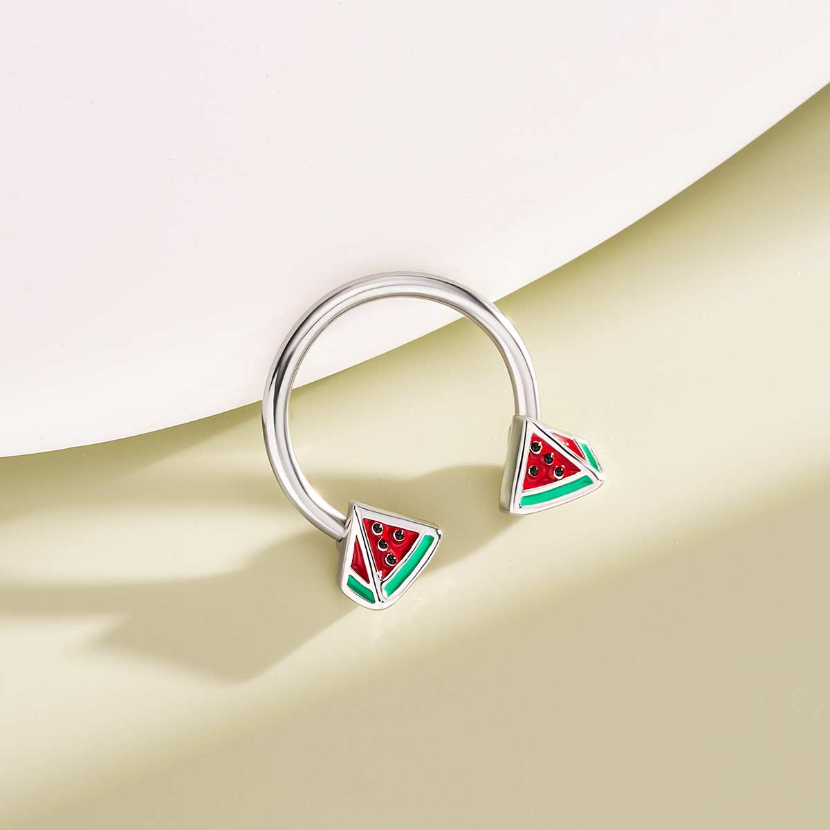 Watermelon Slice Horseshoe Septum Ring