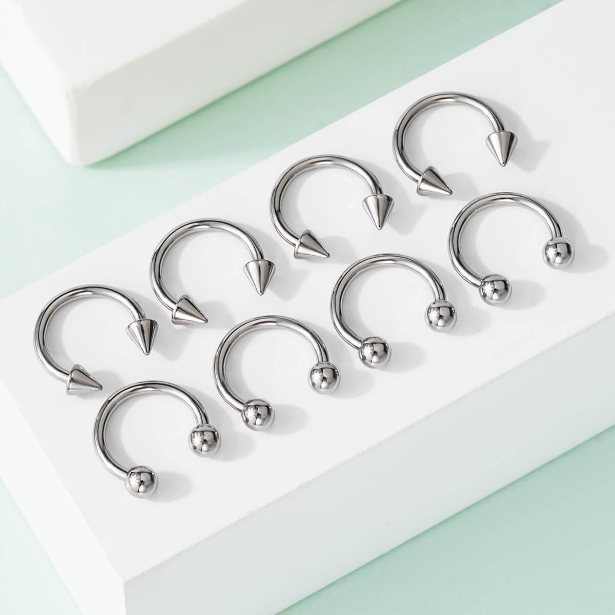 8Pcs Basic Horseshoe Septum Ring Set