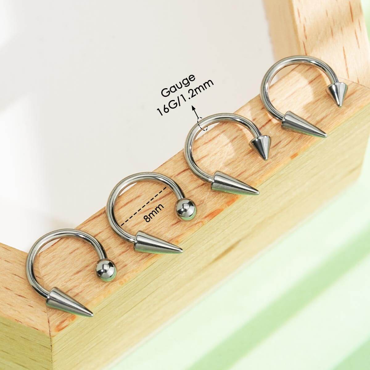 4PCS Spike and Ball Ends Horseshoe Septum Ring Set