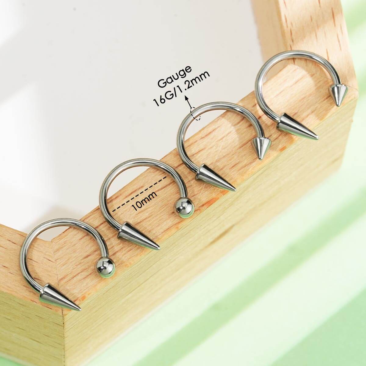 4PCS Spike and Ball Ends Horseshoe Septum Ring Set