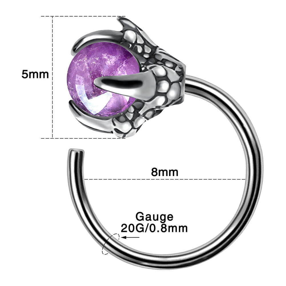 Amethyst Dragon Claw Nose Hoop