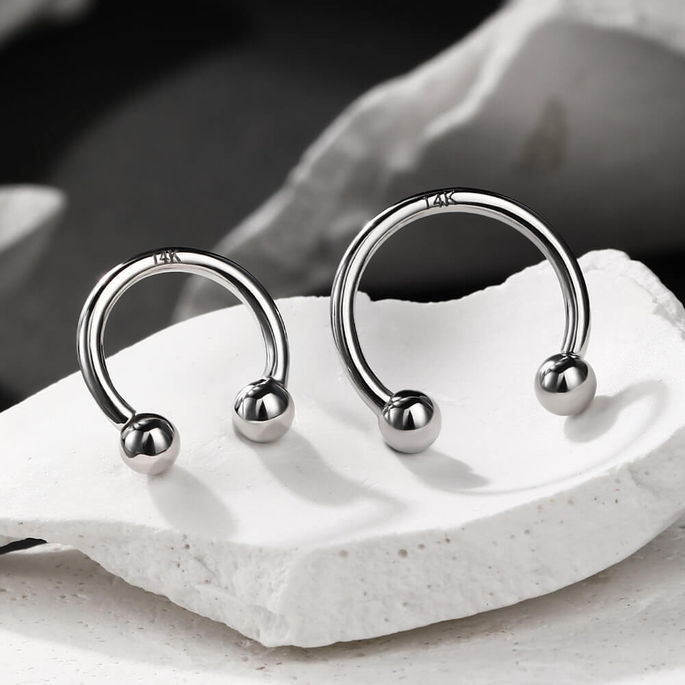 14K White Gold Internally Threaded Horseshoe Septum Ring