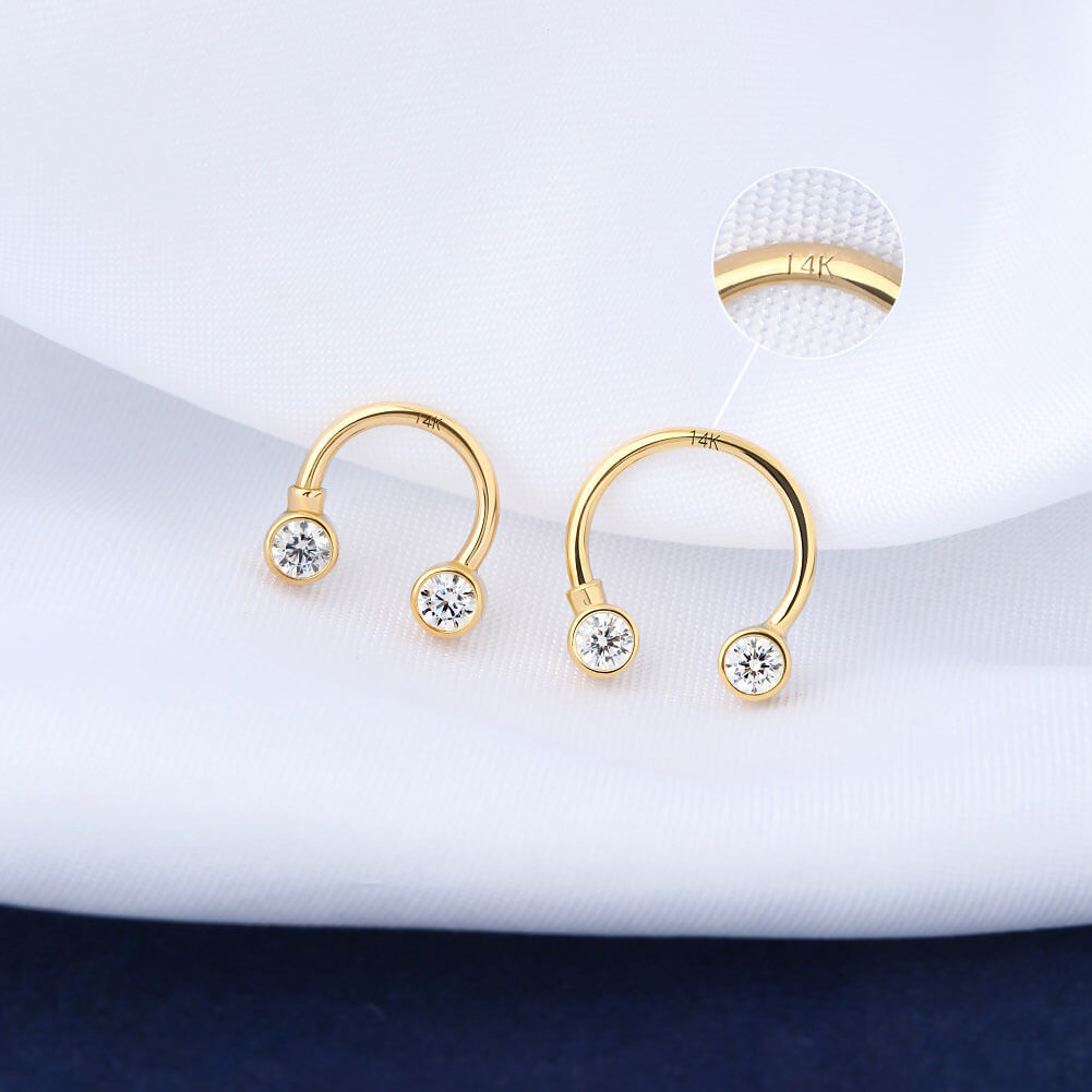 14K Gold CZ Horseshoe Septum Ring