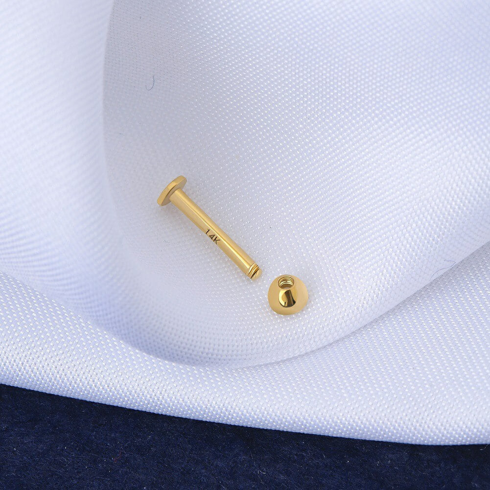 14K Gold CZ Labret Lip Stud