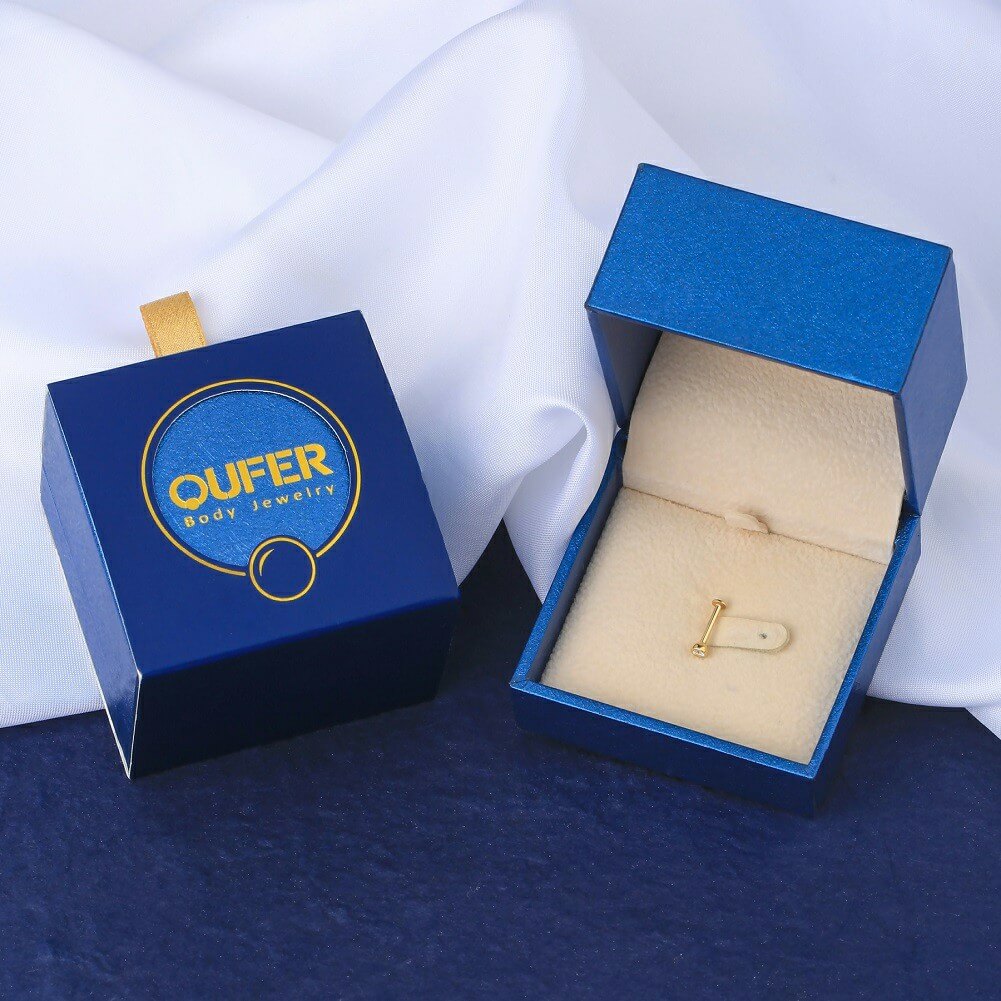 14K Gold CZ Labret Lip Stud