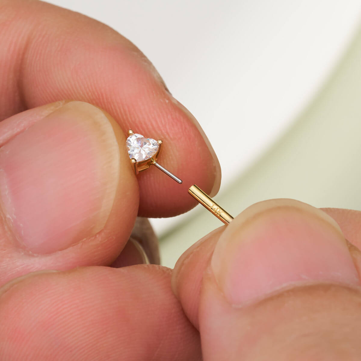 14K Gold Heart CZ Nipple Ring Replacement Ball