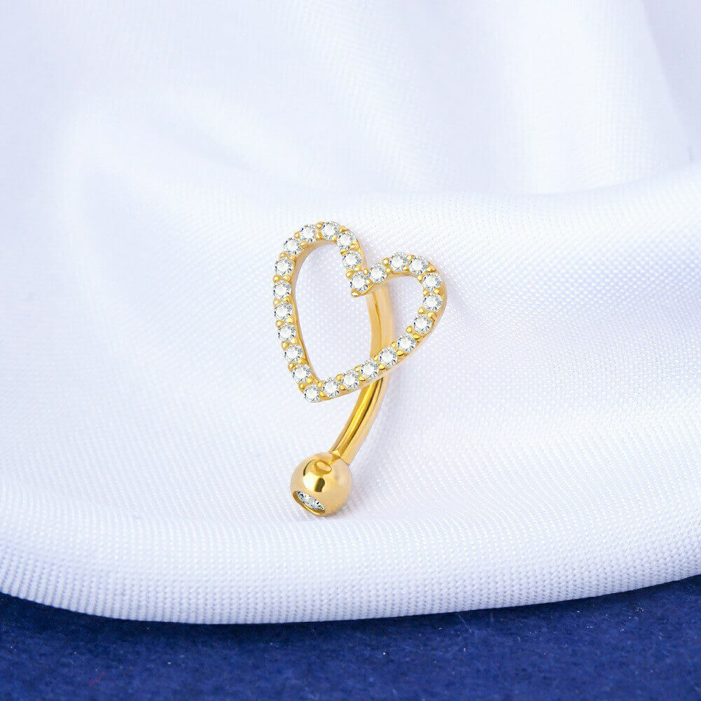 14K Gold Heart Top Belly Ring