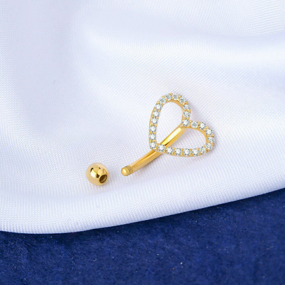 14K Gold Heart Top Belly Ring