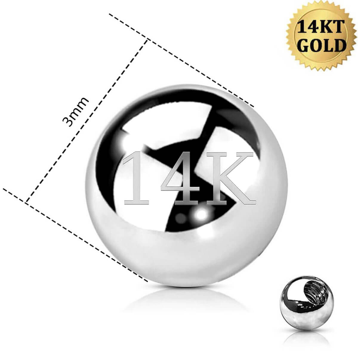 14K White Gold Replacement Ball