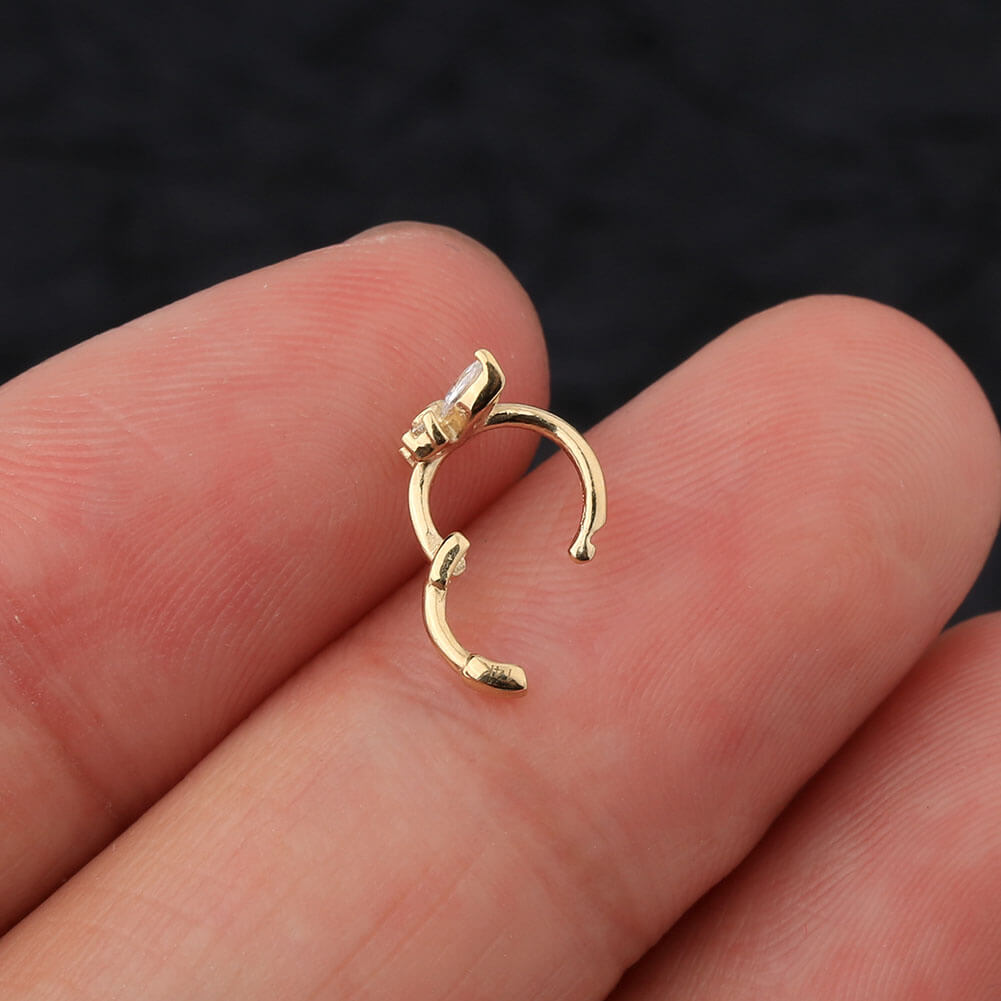 14K Gold CZ Butterfly Tragus Earring