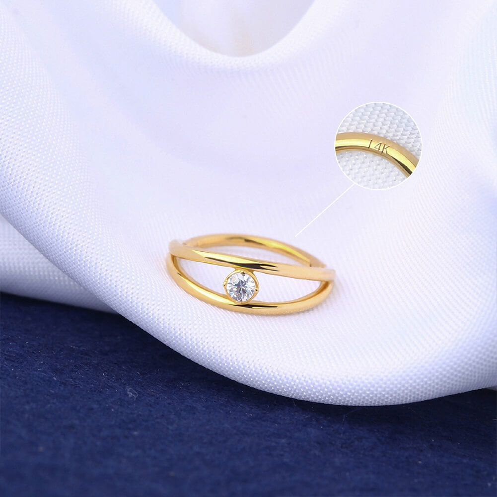 14K Gold CZ Double Layer Cartilage Earrings