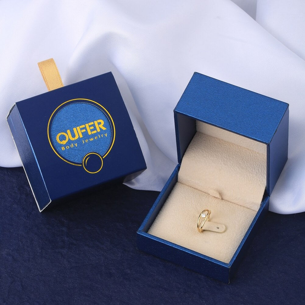 14K Gold CZ Double Layer Cartilage Earrings