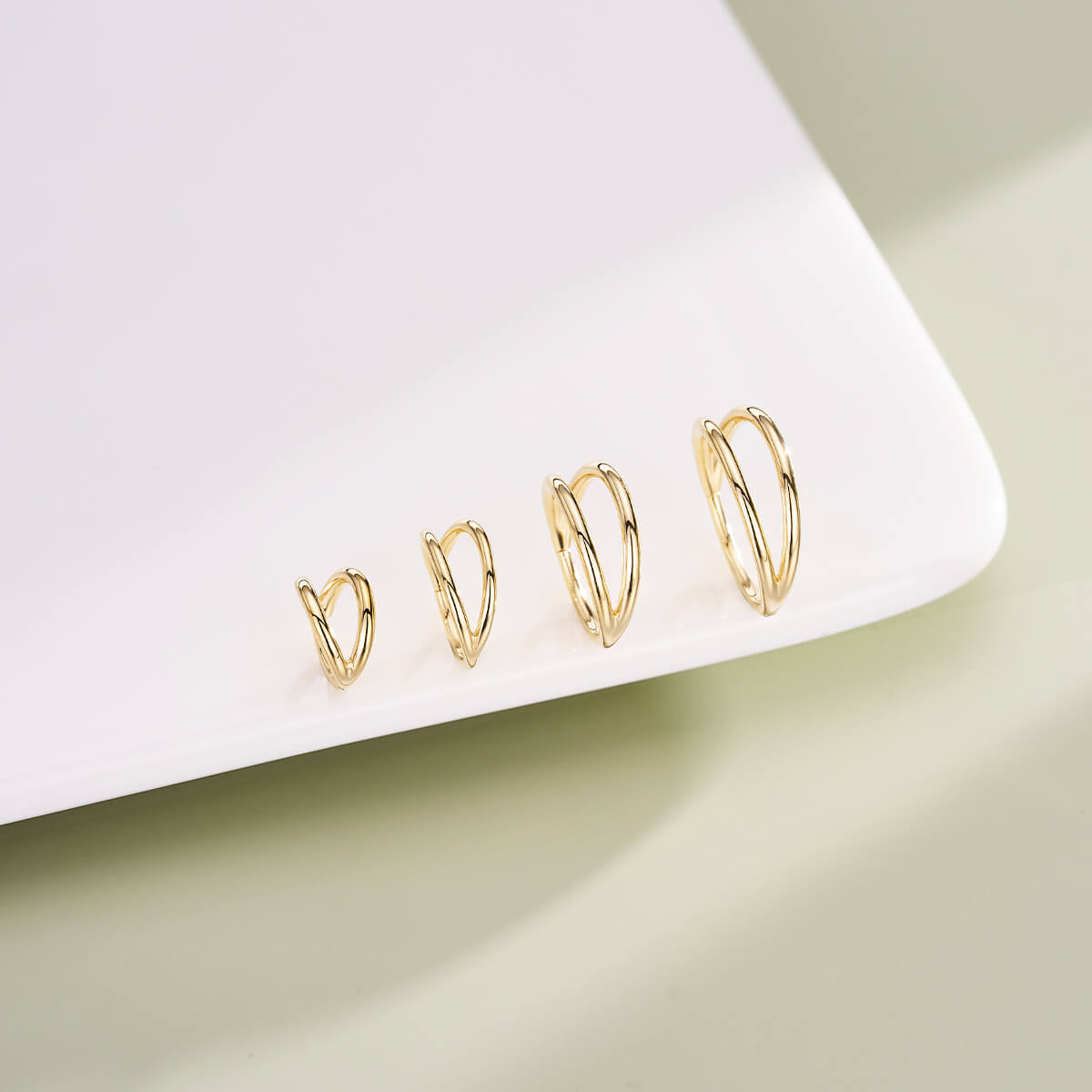 18G 14K Gold Double Layered Segment Nose Hoop