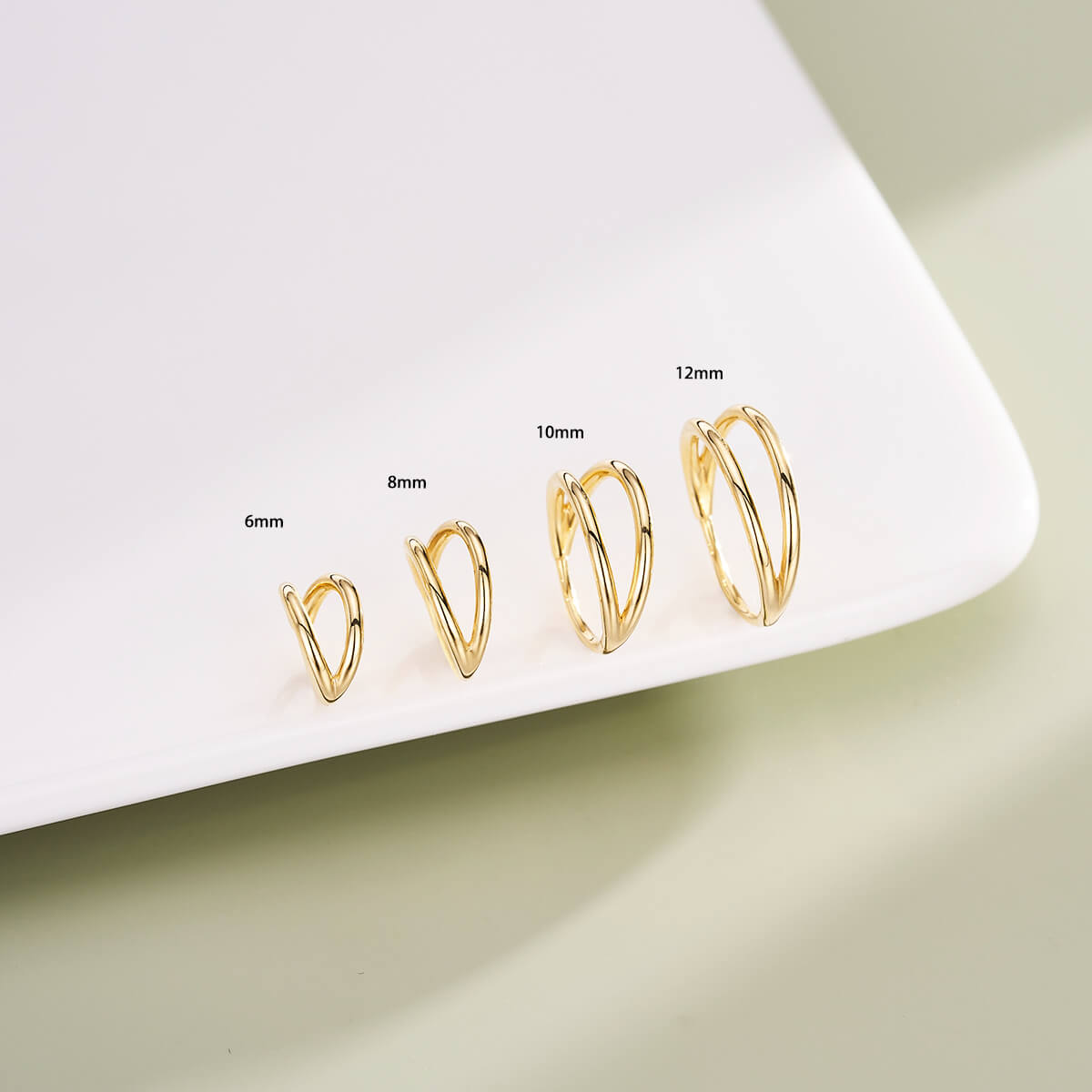 20G 14K Gold Double Layered Segment Nose Hoop