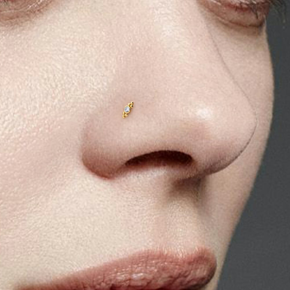 14K Gold Symmetry Beads Threadless Labret Stud
