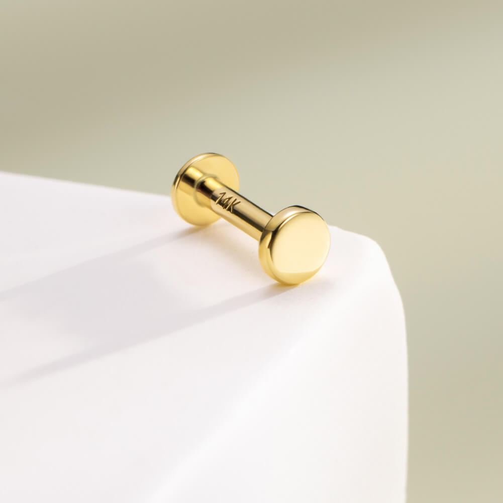 14K Gold Disc Threadless Cartilage Nose Stud