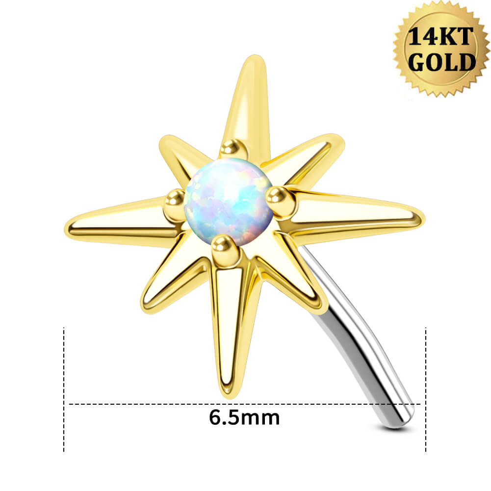 14K Gold Hexagram Threadless Nose & Earring Stud