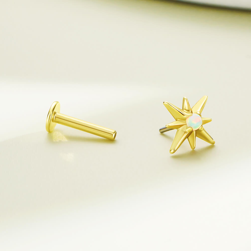14K Gold Hexagram Threadless Nose & Earring Stud