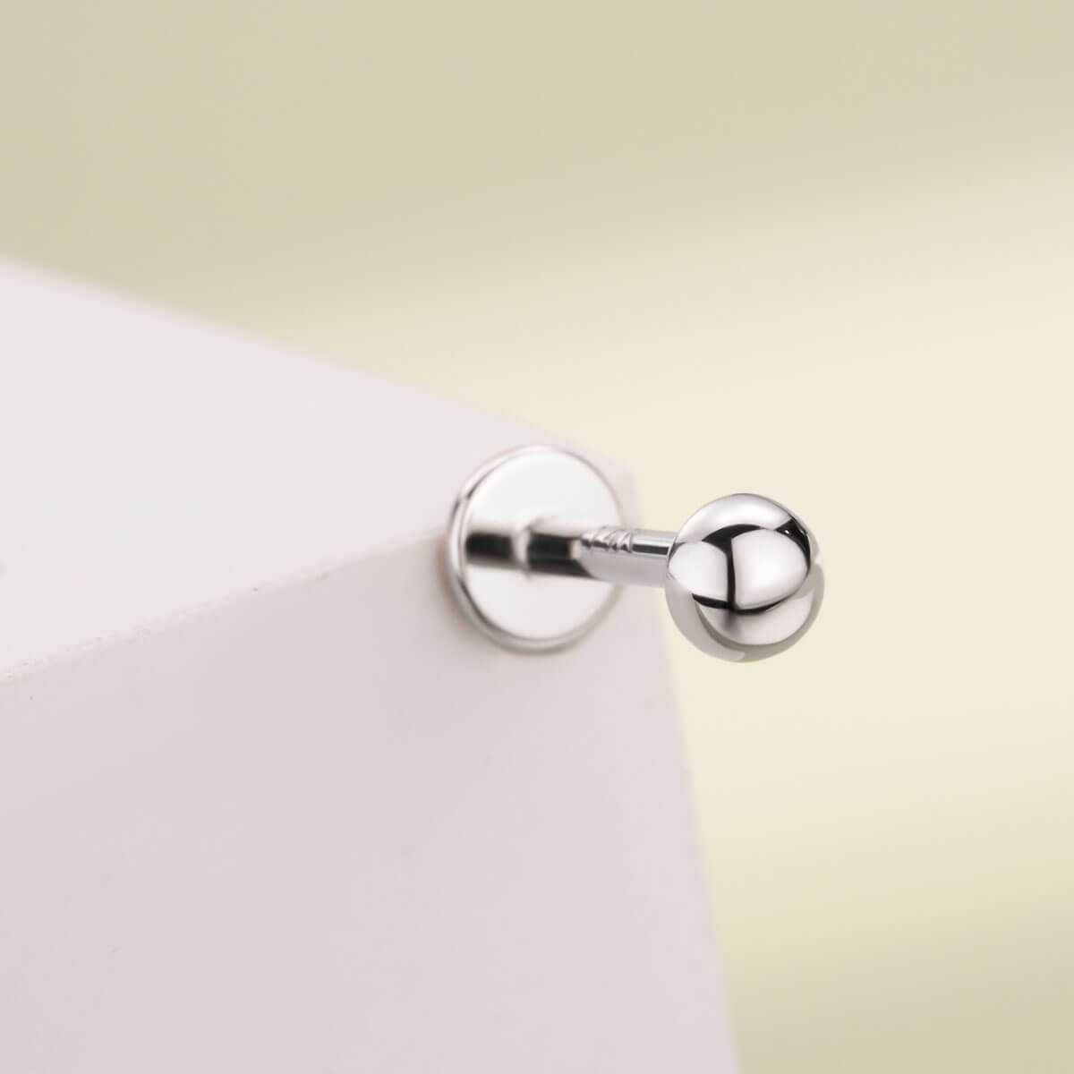 14K White Gold Half Ball Threadless Cartilage Stud