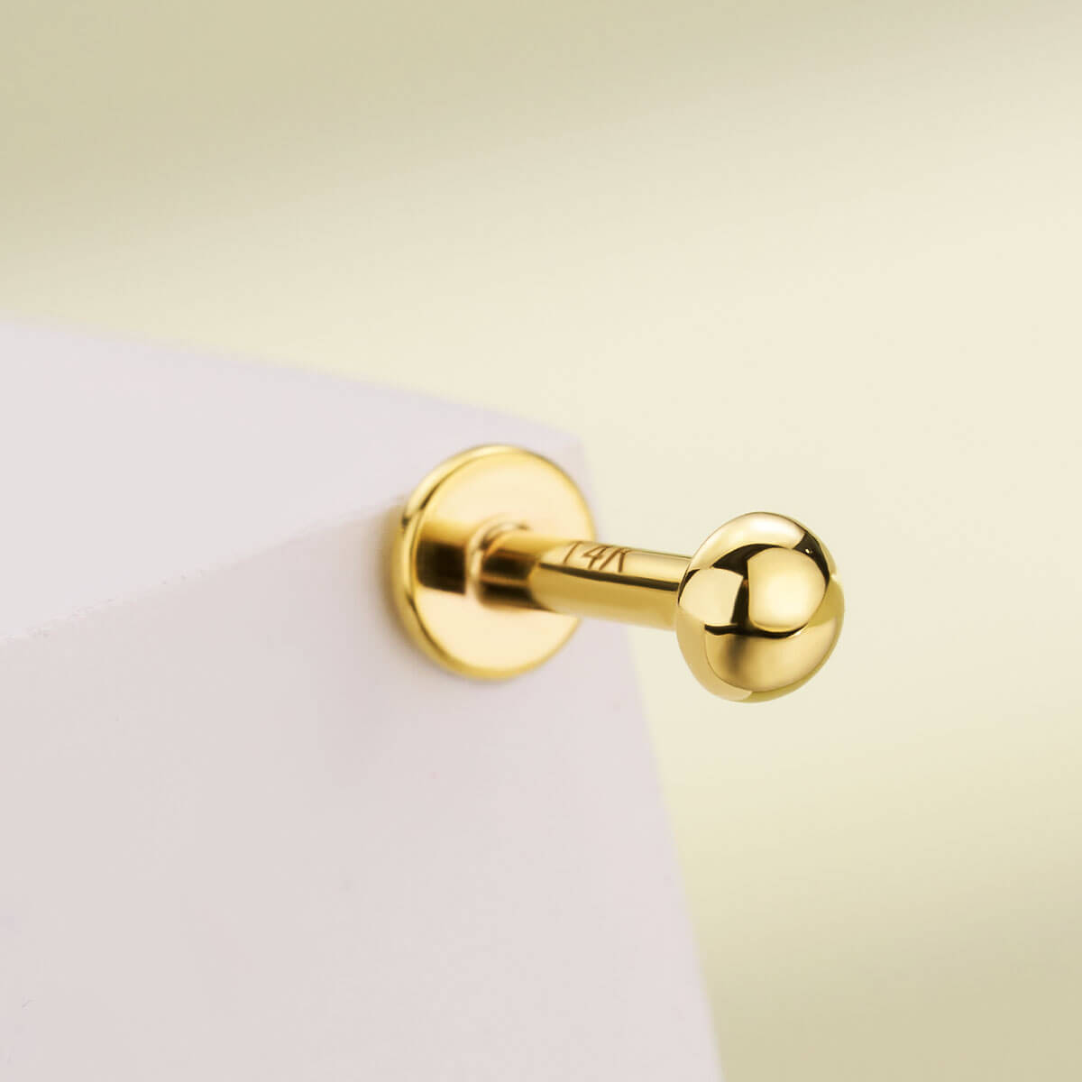 14K Gold Half Ball Threadless Helix Stud