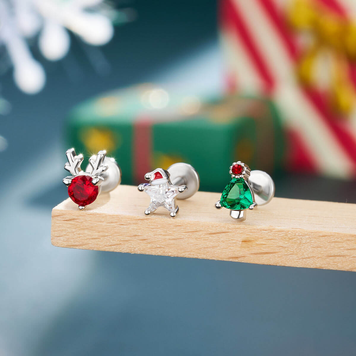 3PCS Star Internally Threaded Cartilage Studs