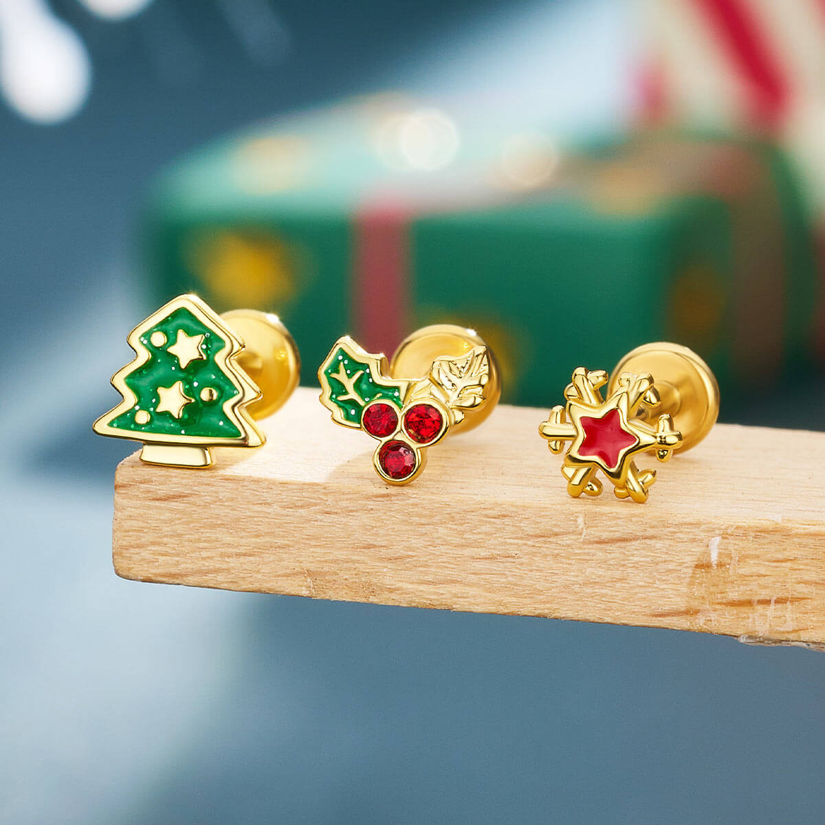 3PCS Tree Internally Threaded Cartilage Studs