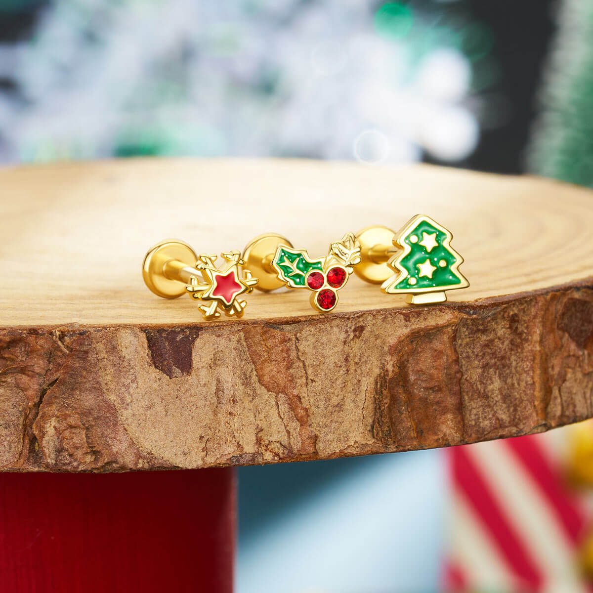 3PCS Tree Internally Threaded Cartilage Studs