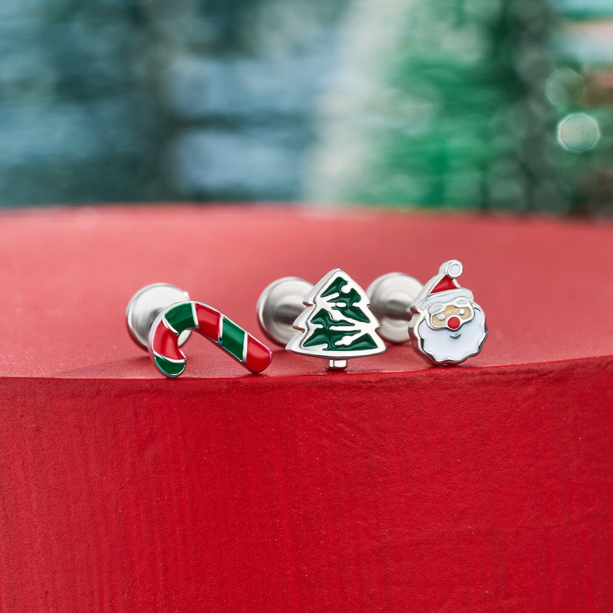 3PCS Candy Tree Internally Threaded Cartilage Studs