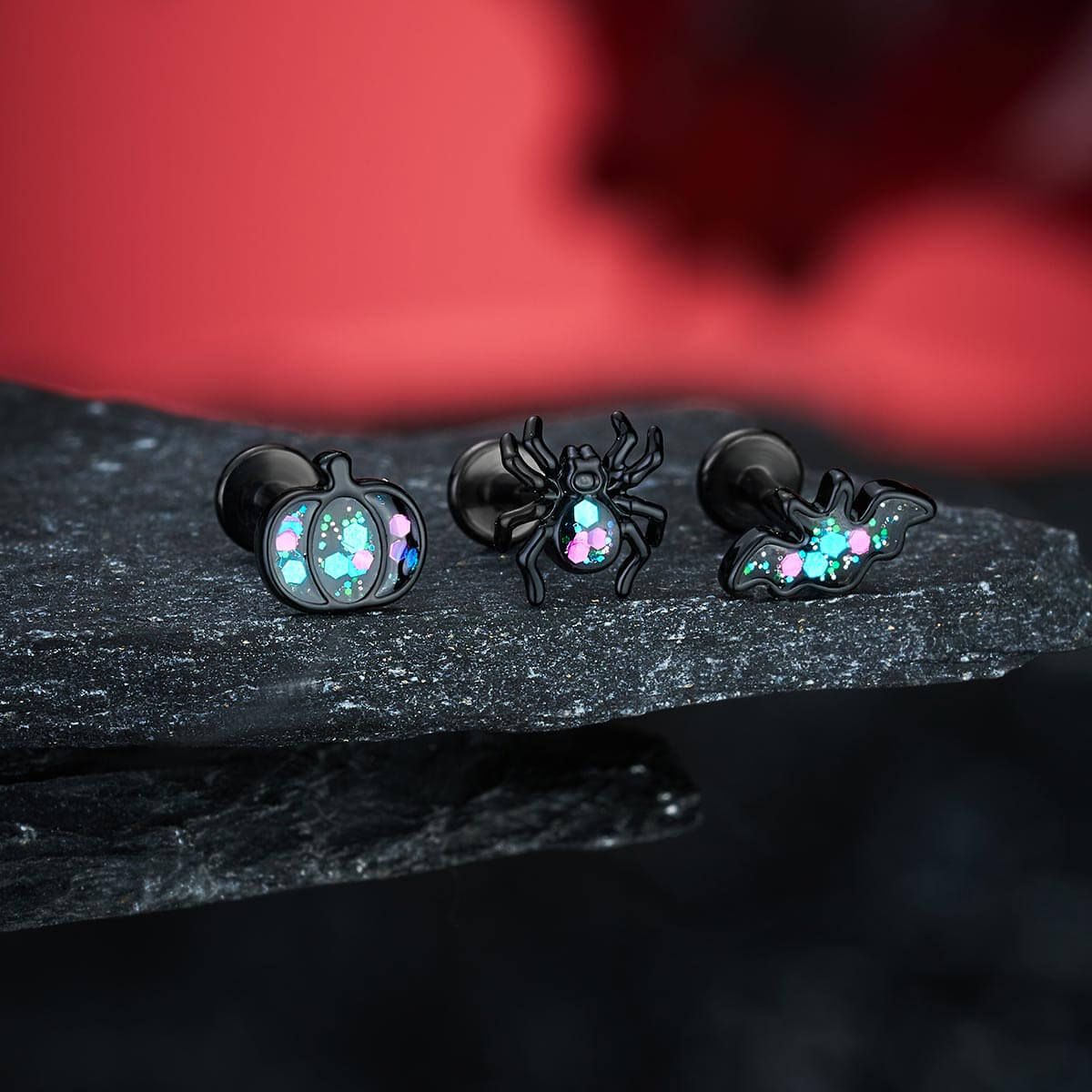 3PCS Spider Bat Internally Threaded Cartilage Studs