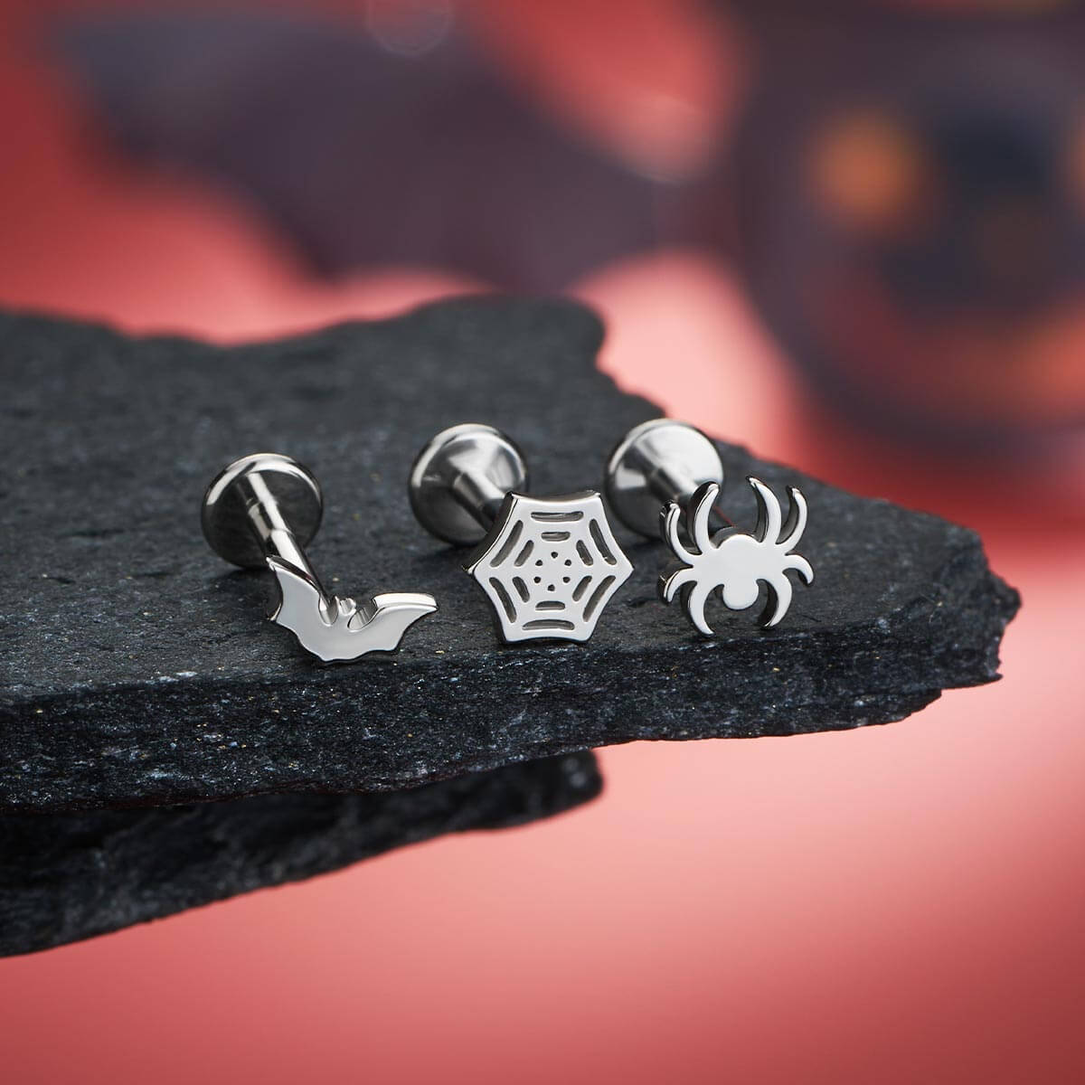 3PCS Bat Spider Internally Threaded Helix Studs