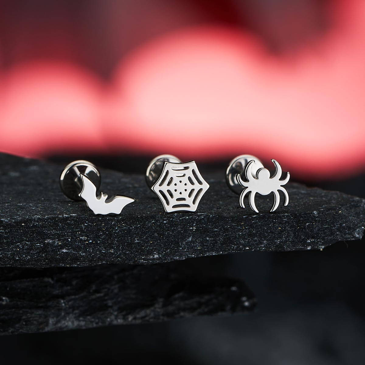 3PCS Bat Spider Internally Threaded Helix Studs
