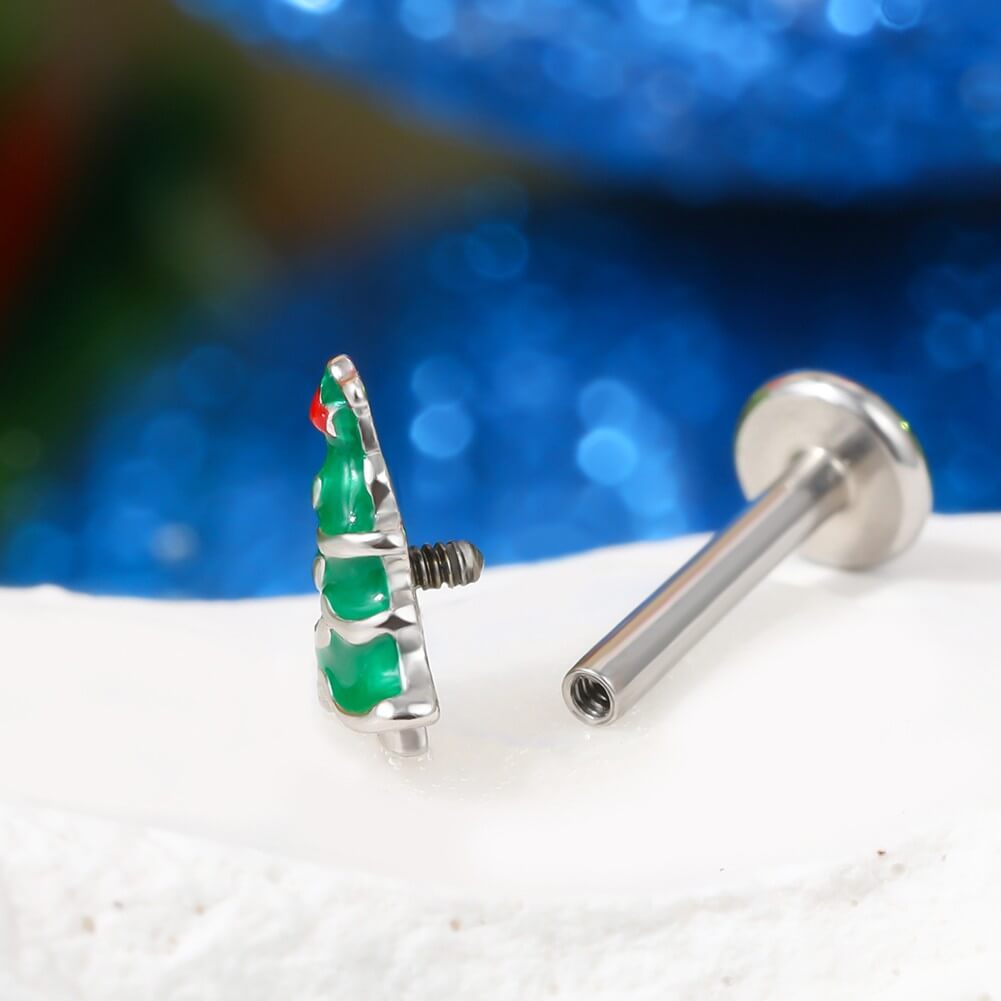 3PCS Christmas Internally Threaded Helix Studs