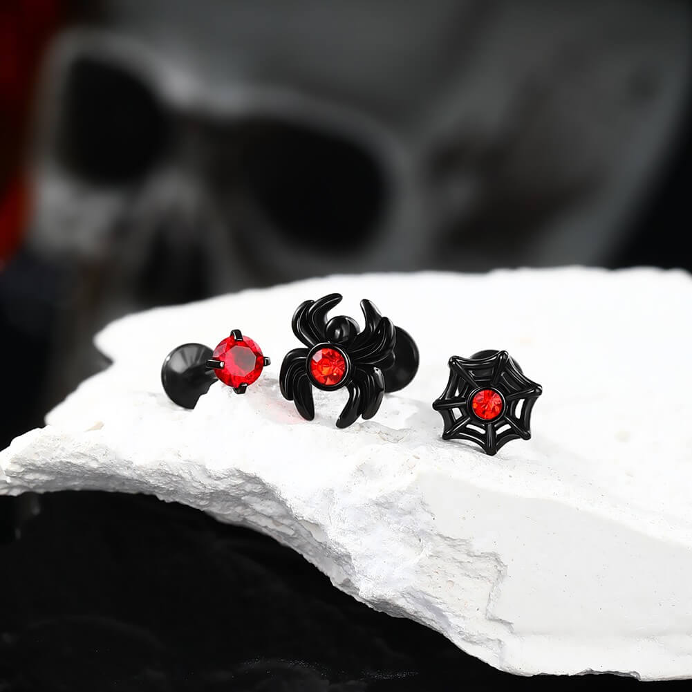 3PCS Spider Internally Threaded Helix Studs
