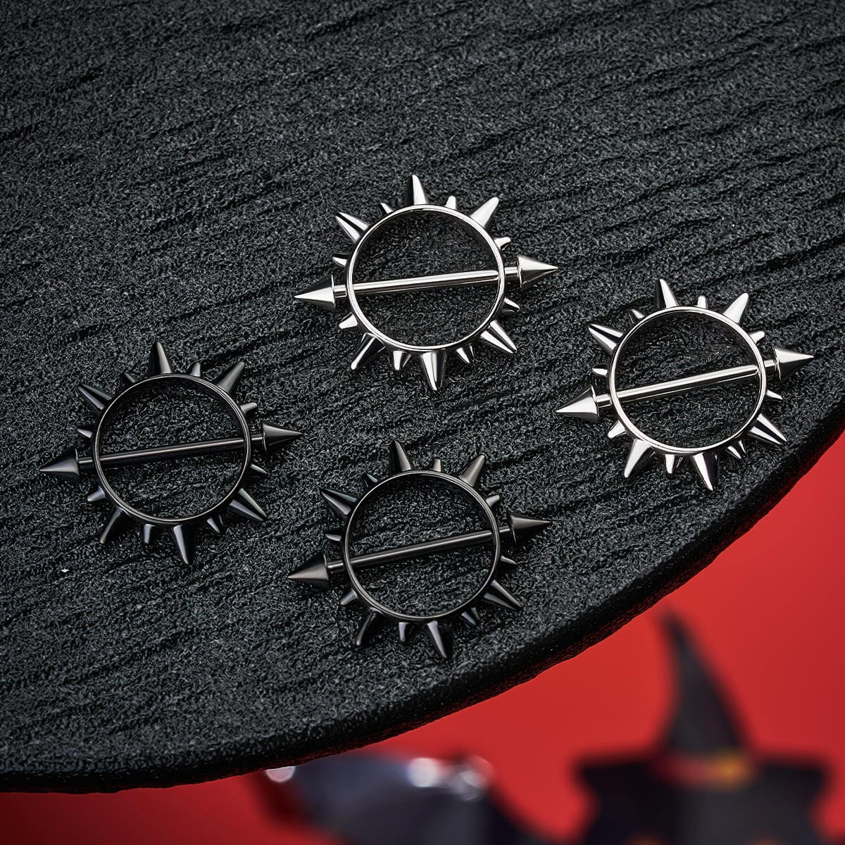 2PCS Spike Circle Nipple Ring Set