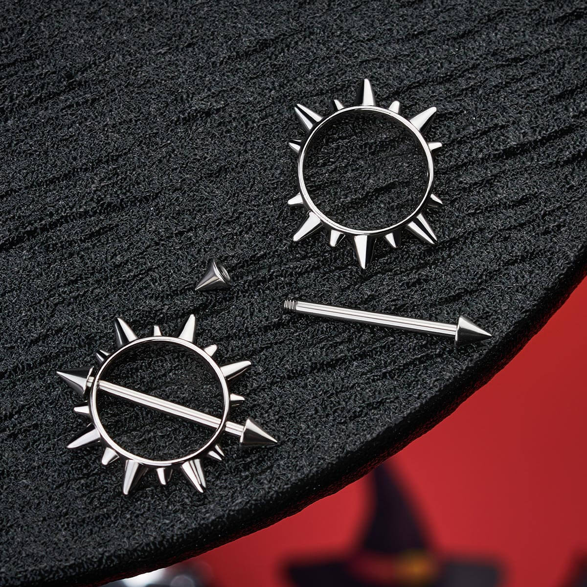 2PCS Spike Circle Nipple Ring Set
