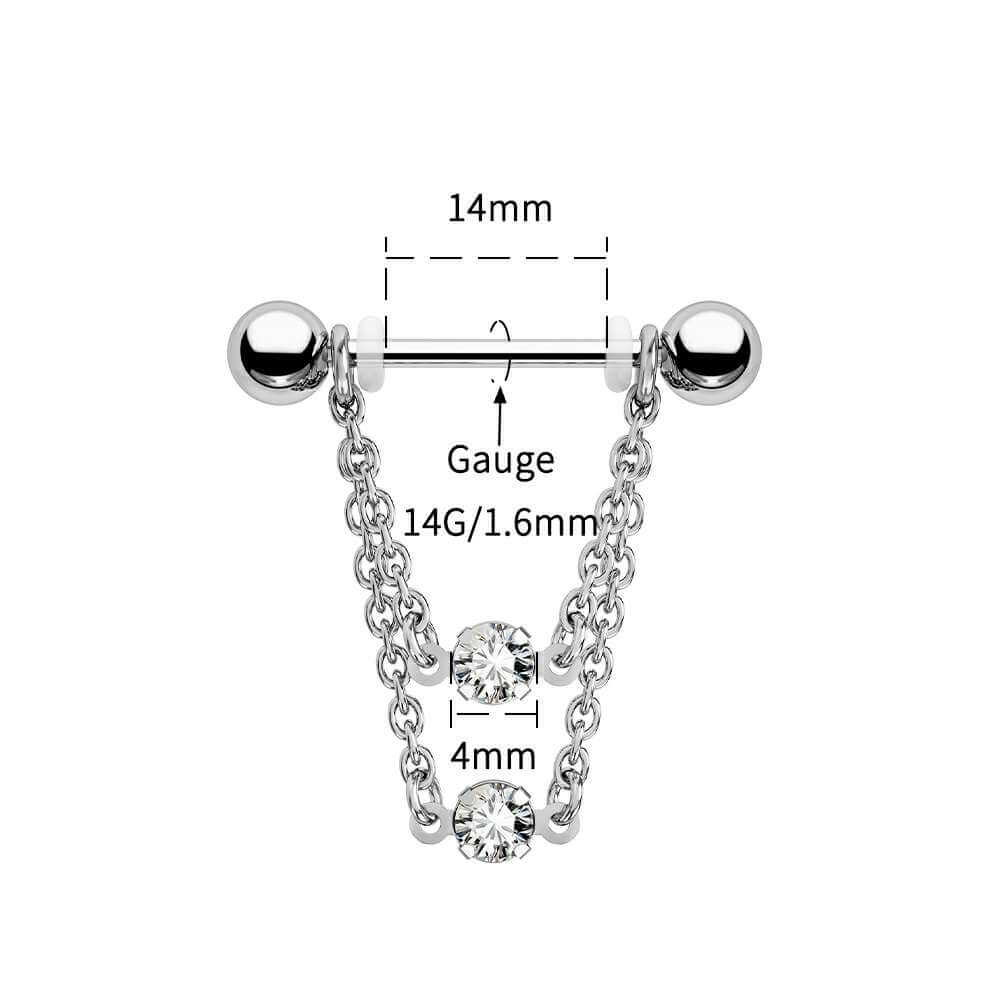 2PCS Double Chain Nipple Rings