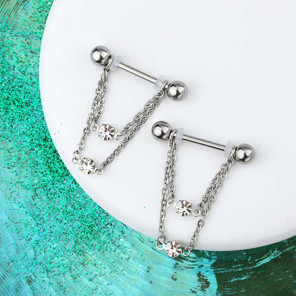 2PCS Double Chain Nipple Rings