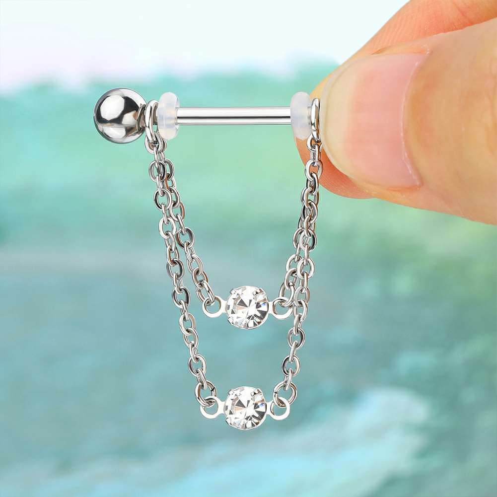 2PCS Double Chain Nipple Rings