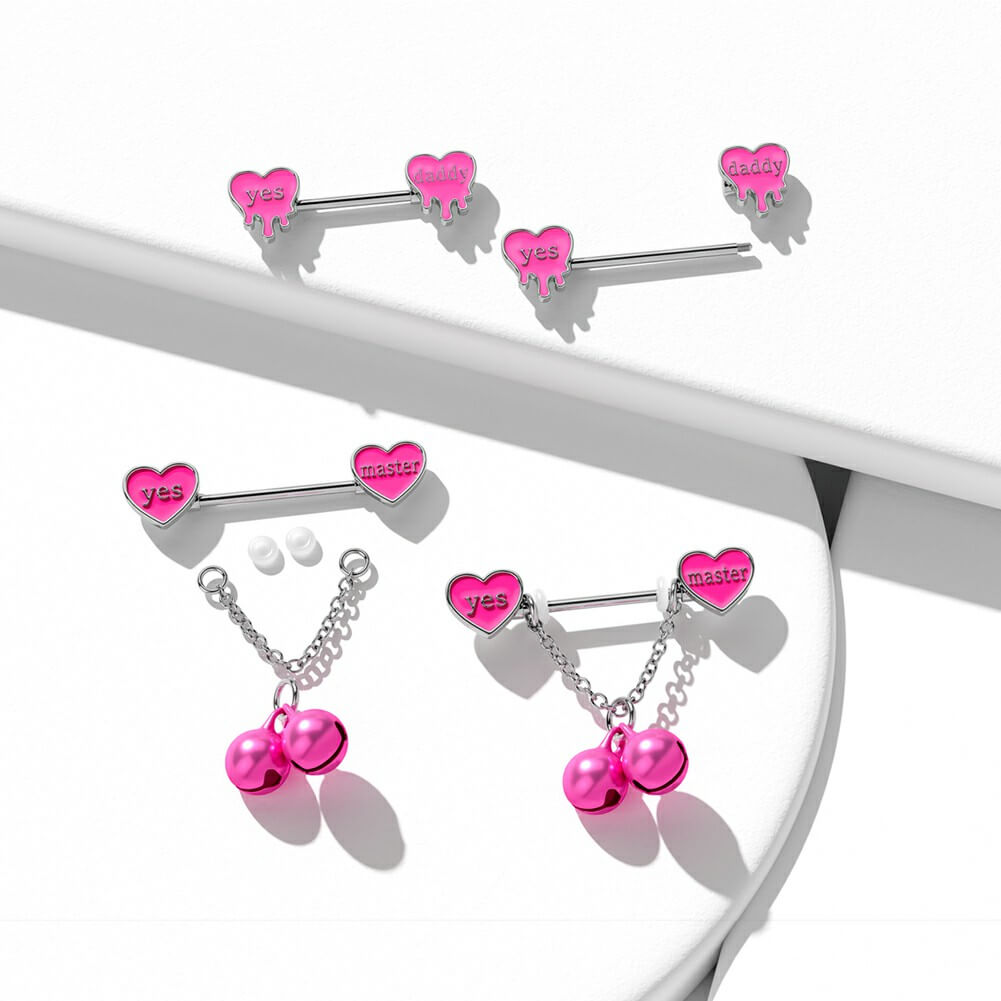 4PCS Flirting Words Nipple Piercing Ring