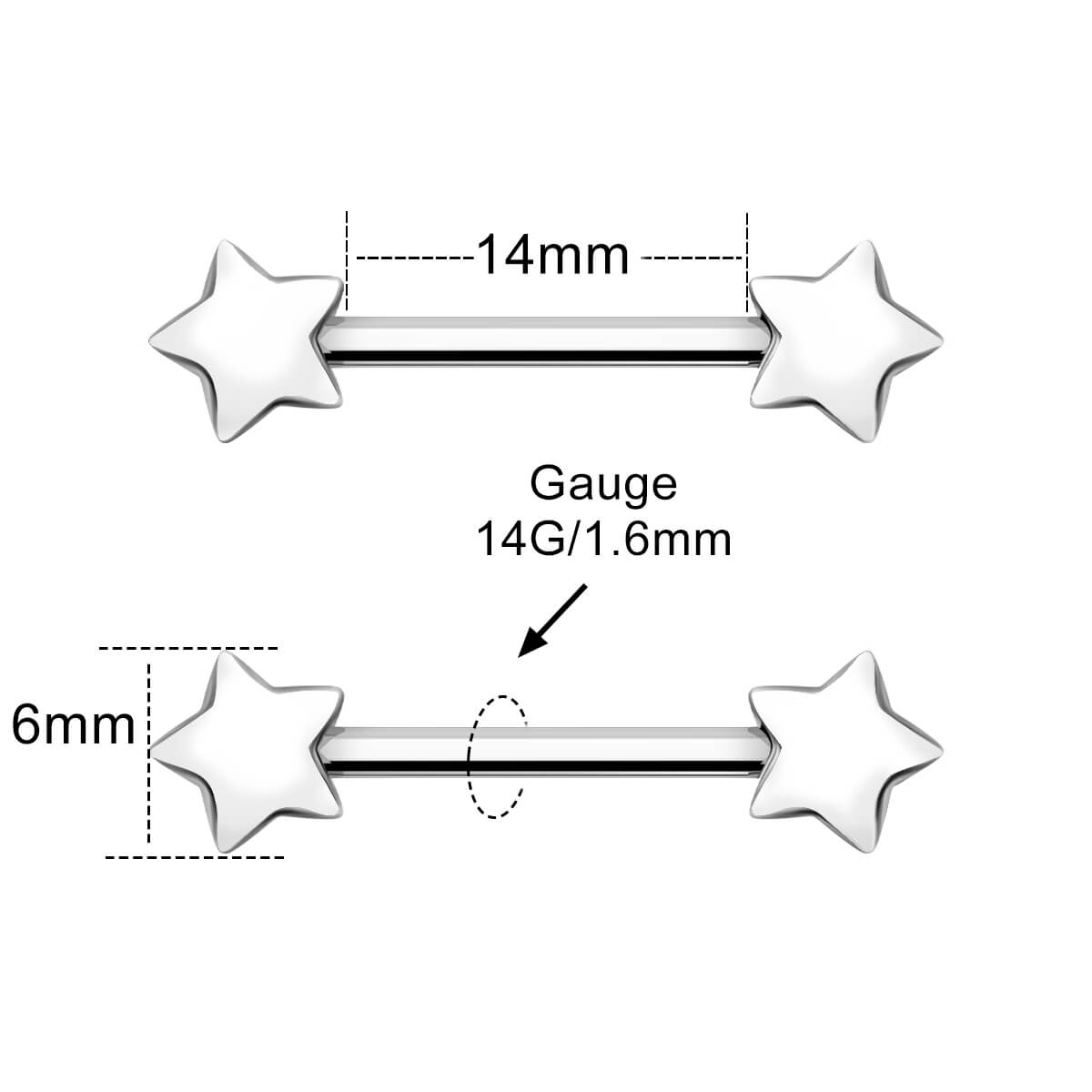 2Pcs Star Nipple Barbell Set