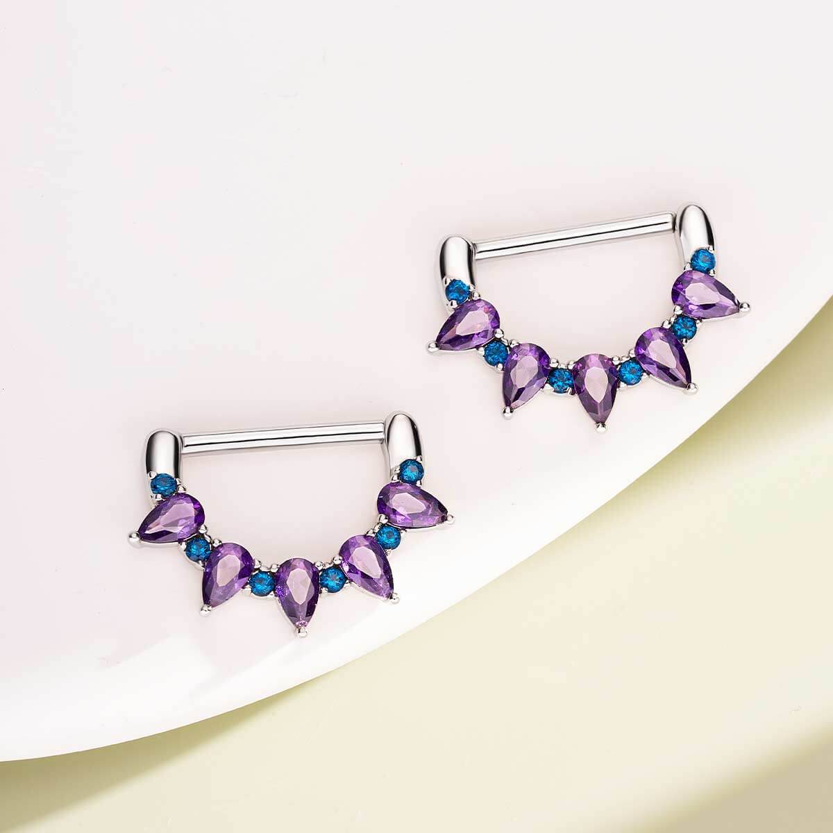 2PCS Gorgeous Purple CZ Nipple Clicker
