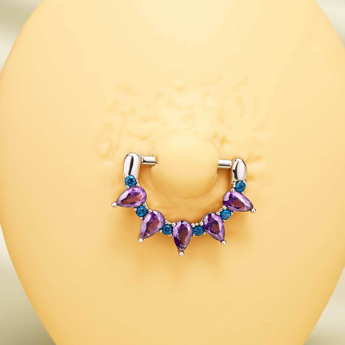 2PCS Gorgeous Purple CZ Nipple Clicker