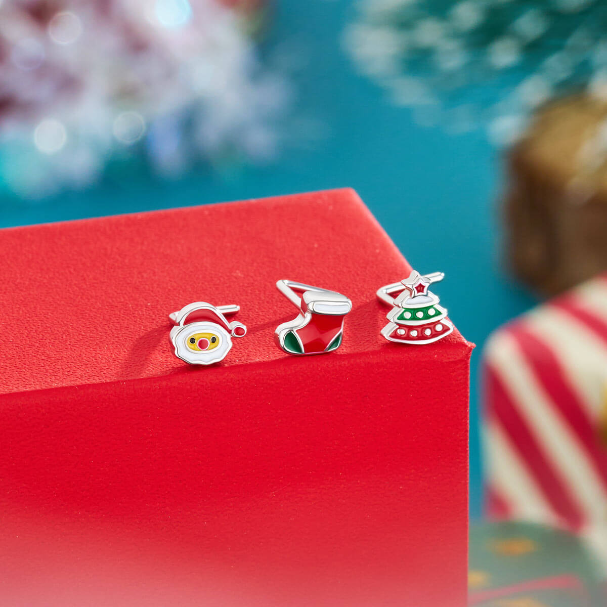 3PCS Christmas Tree/Santa/Socks Nose Studs Set