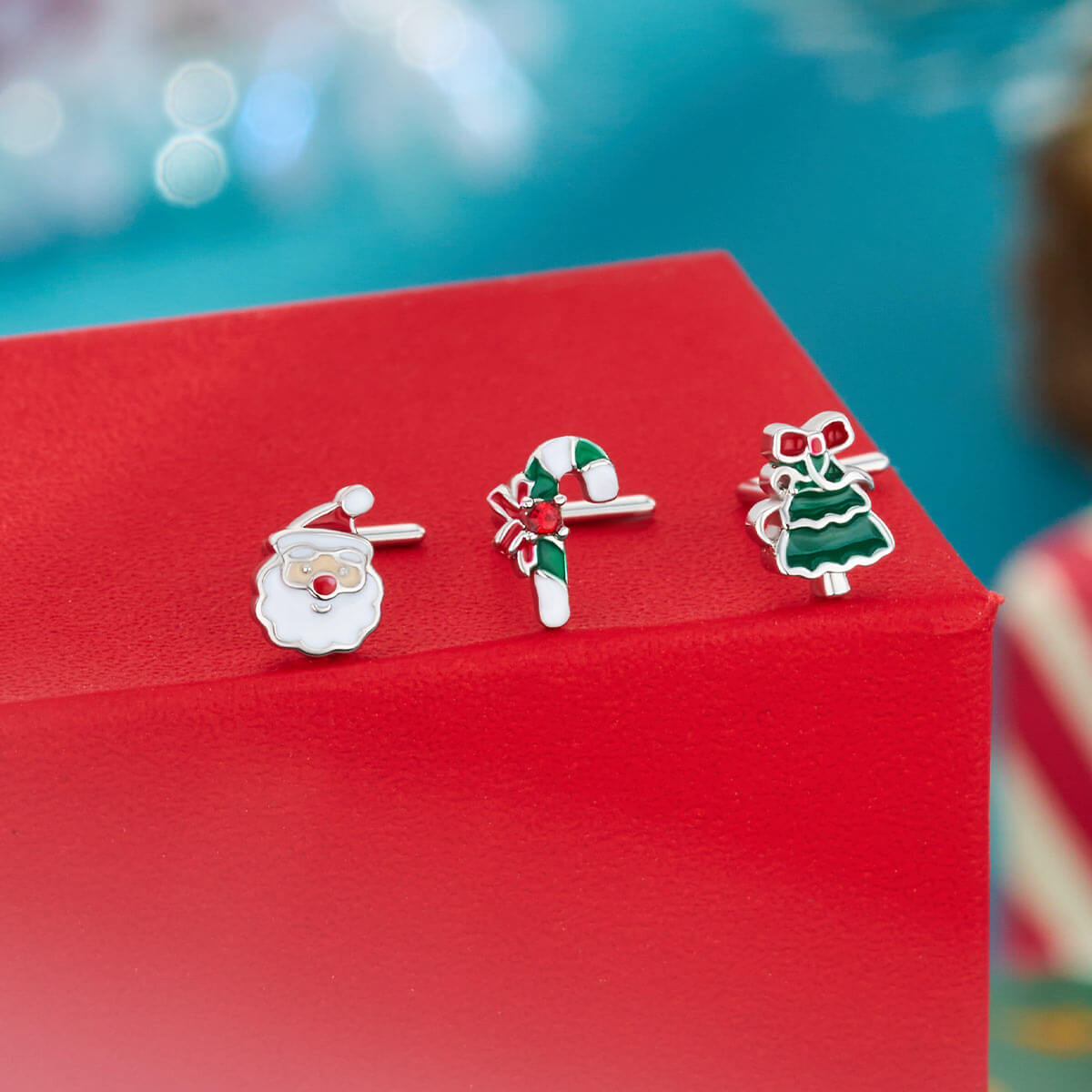3PCS Chiristmas Santa/Tree/CandyCane Nose Stud