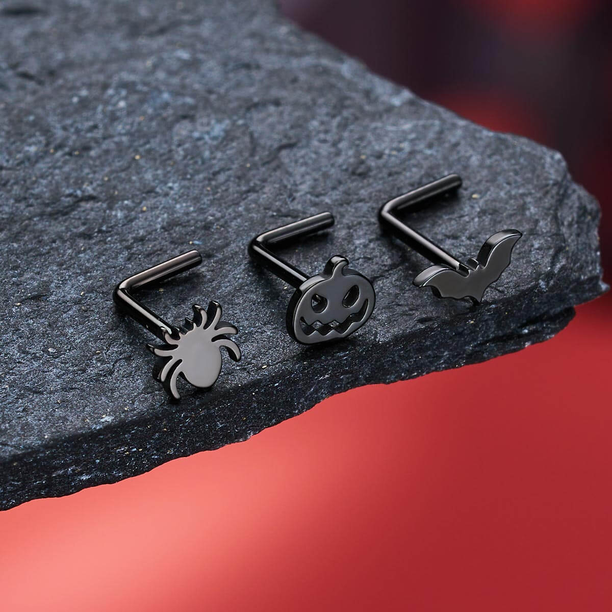 3PCS Bat/Pumpkin/Spider Nose Studs Set